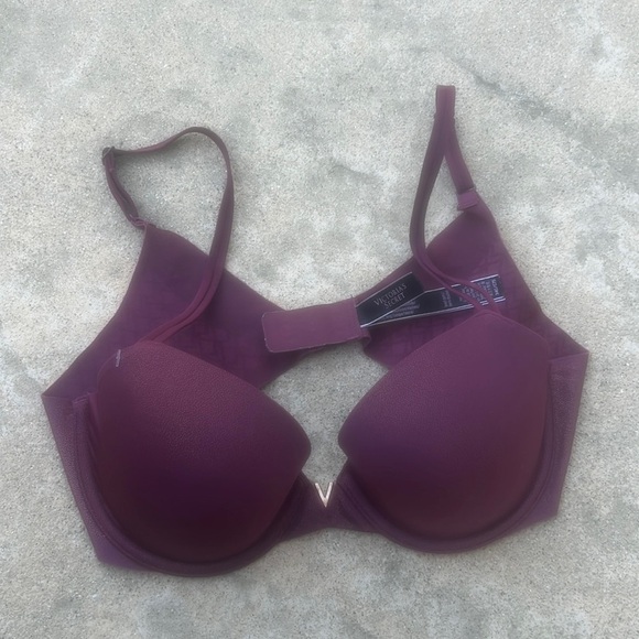 Victoria's Secret Lined Demi Burgundy Shimmer Underwire Bra Women's Size 34C - Picture 1 of 8